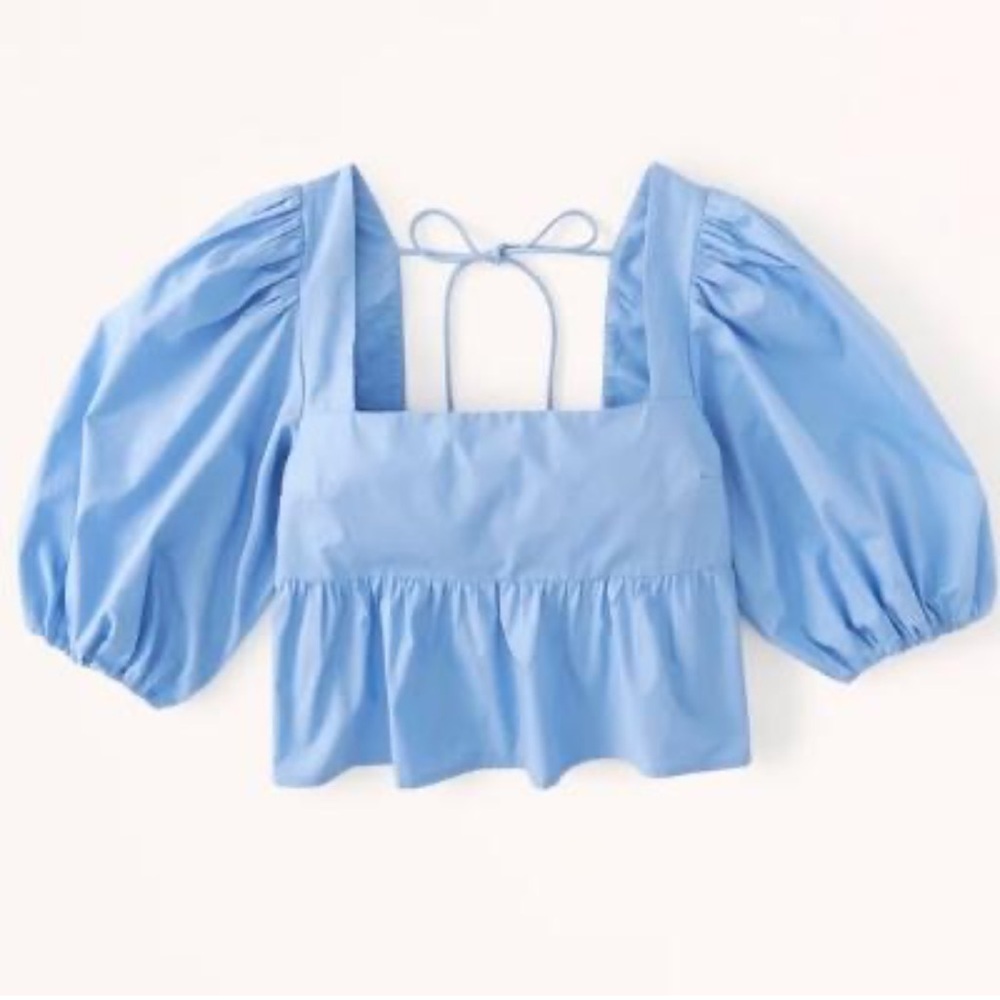 Blue Puff Sleeve Top